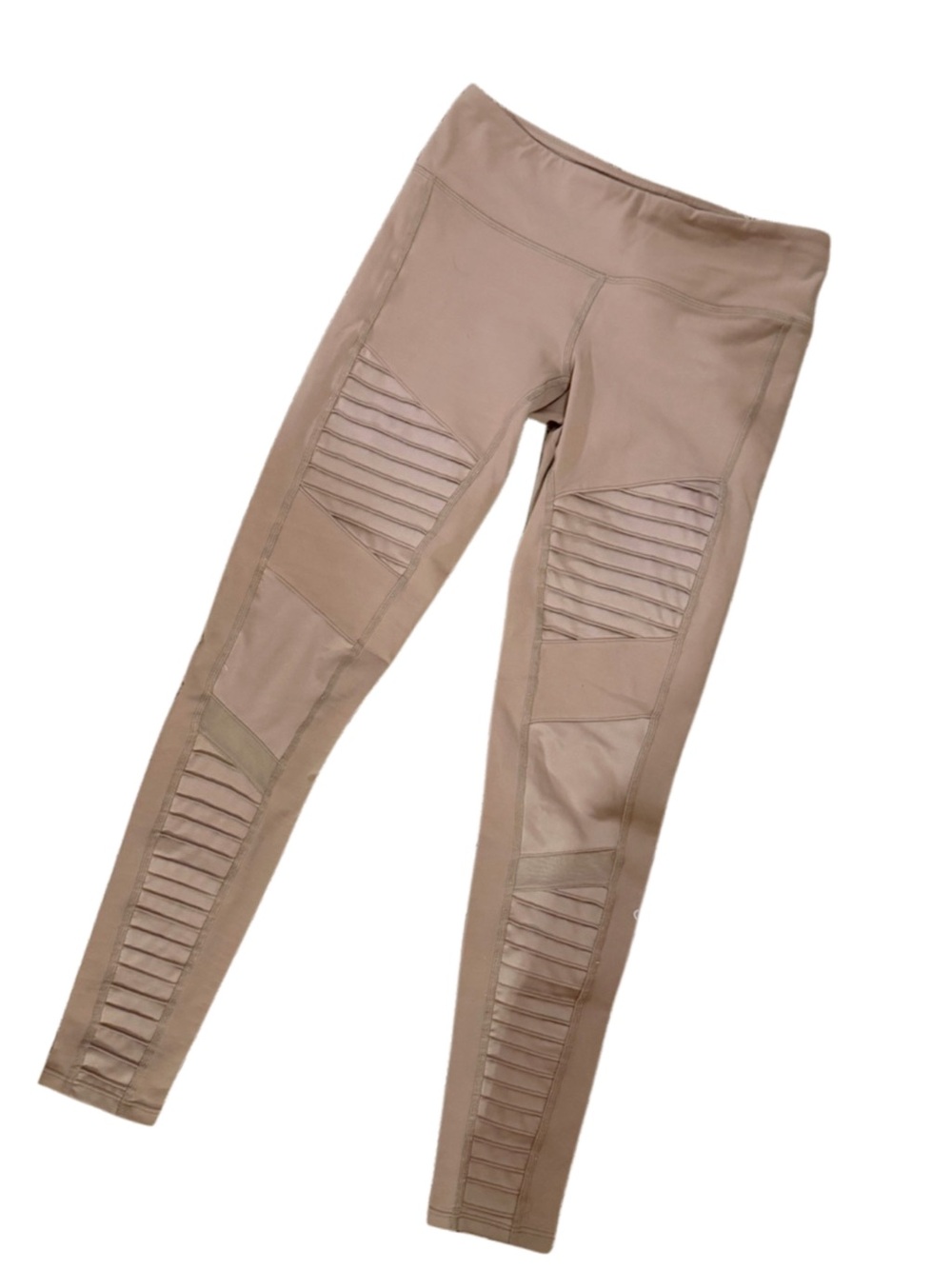 Alo yoga Taupe Moto-Style mesh Leggings women’s Sz small